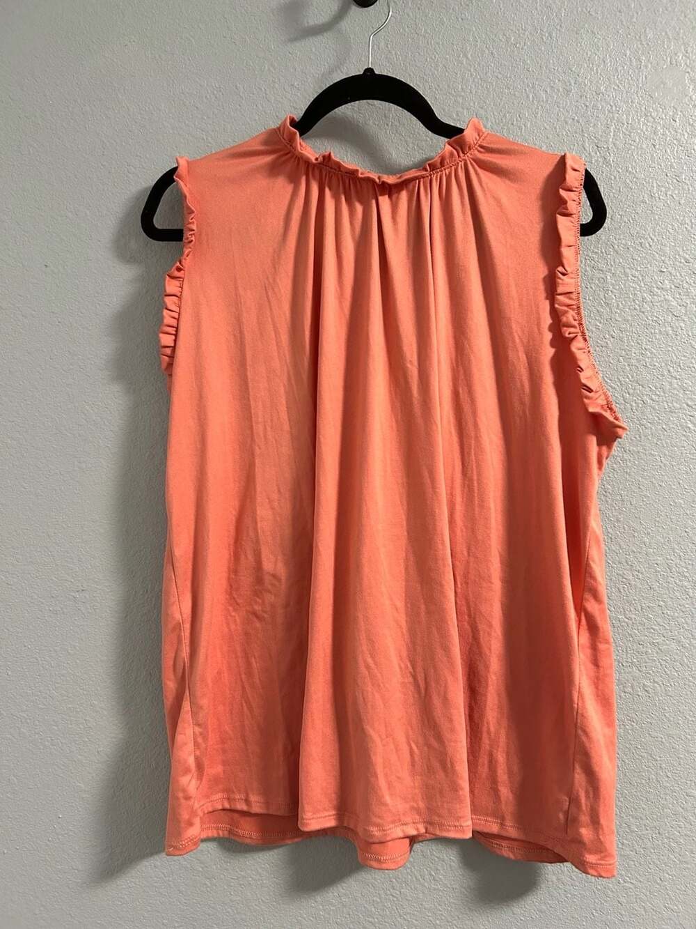 You & Me Blouse Size L Orange Sleeveless Ruffle Mock Neck